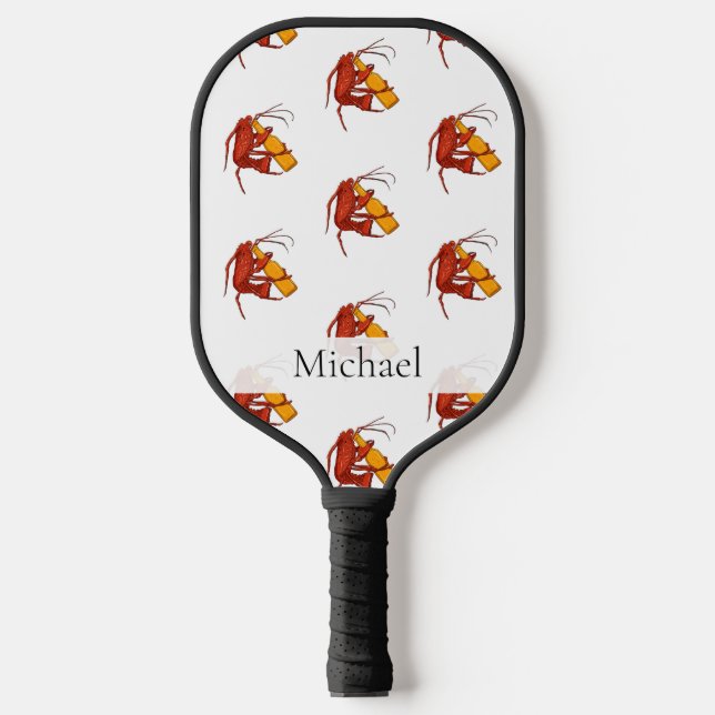 Cute Lobster Seafood Personalized Retirement Pickleball Paddle (Front)