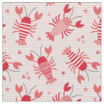 Cute Lobsters on light pink white stripe Fabric