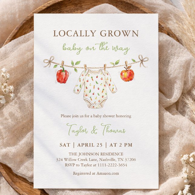 Cute Locally Grown Baby Shower Invitation (Creator Uploaded)