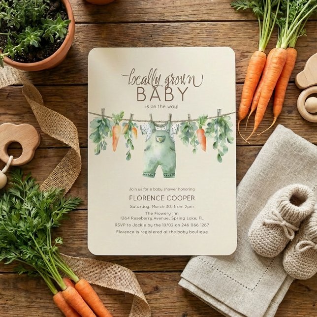 Cute Locally Grown Baby Shower Invitation (Creator Uploaded)