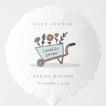 Cute Locally Grown Blue Floral Cart Baby Shower Balloon