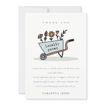 Cute Locally Grown Blue Floral Cart Baby Shower Thank You Card