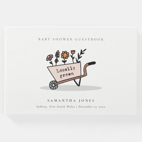 Cute Locally Grown Blush Floral Cart Baby Shower Guest Book