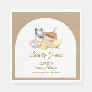 Cute Locally Grown Farm Chicken Mouse Baby Shower Napkins