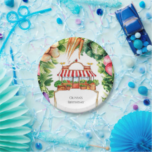 Cute Locally Grown Farmers Market Birthday Paper Plates