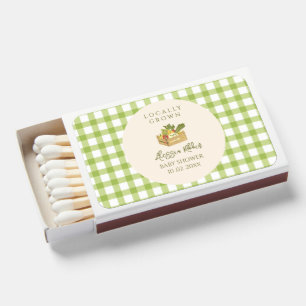 Cute Locally Grown Farmer's Veggies Baby Shower Matchboxes