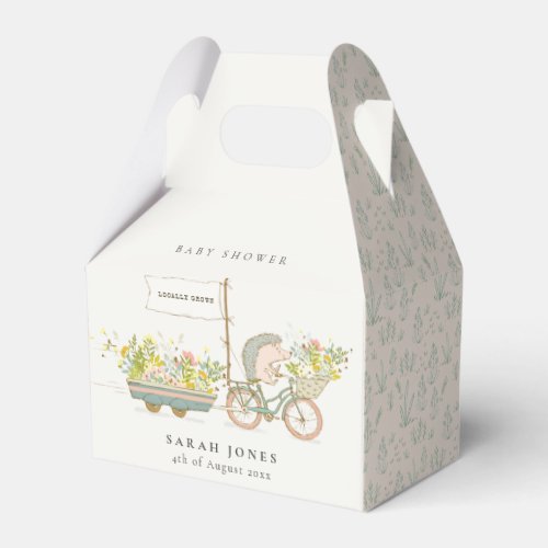 Cute Locally Grown Hedgehog Flora Bike Baby Shower Favor Boxes