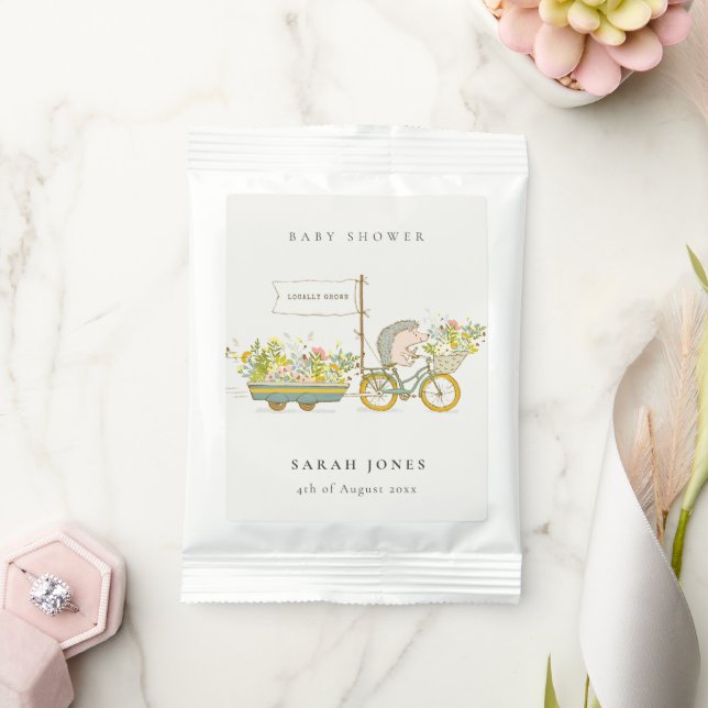 Cute Locally Grown Hedgehog Flora Bike Baby Shower Lemonade Drink Mix (Wedding)