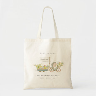 Cute Locally Grown Hedgehog Flora Bike Baby Shower Tote Bag