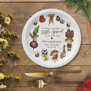Cute Locally Grown Little Sprout Baby Shower Paper Plates