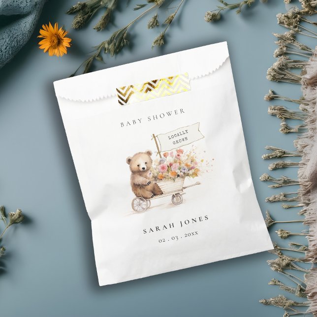 Cute Locally Grown Teddy Floral Cart Baby Shower Favor Bag (Creator Uploaded)