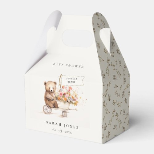Cute Locally Grown Teddy Floral Cart Baby Shower Favor Boxes