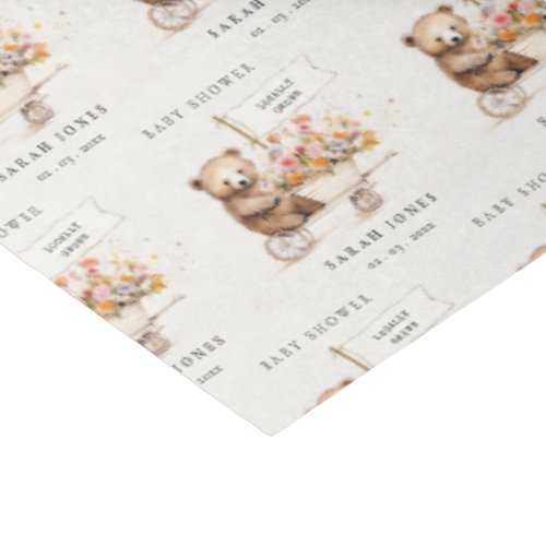 Cute Locally Grown Teddy Floral Cart Baby Shower Tissue Paper