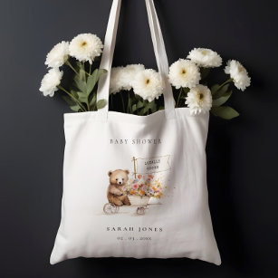 Cute Locally Grown Teddy Floral Cart Baby Shower Tote Bag