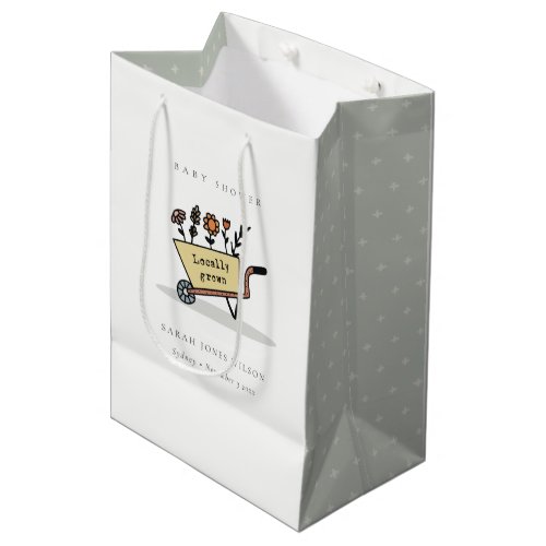Cute Locally Grown Yellow Floral Cart Baby Shower Medium Gift Bag