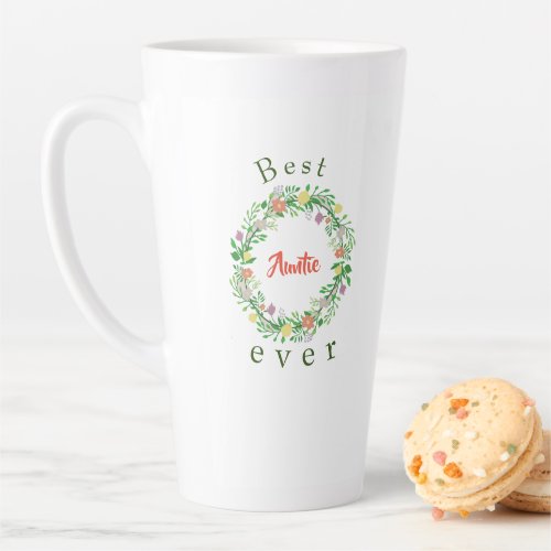 Cute logo Best Auntie Ever Green Word Art Latte Mug