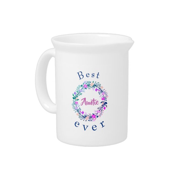 Cute logo Best Auntie Ever Word Art Beverage Pitcher (Left)