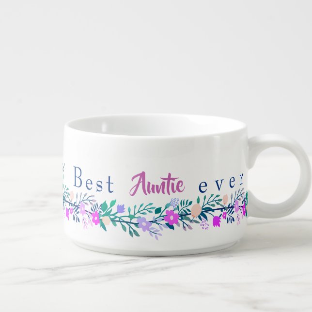 Cute logo Best Auntie Ever Word Art Bowl (Left)