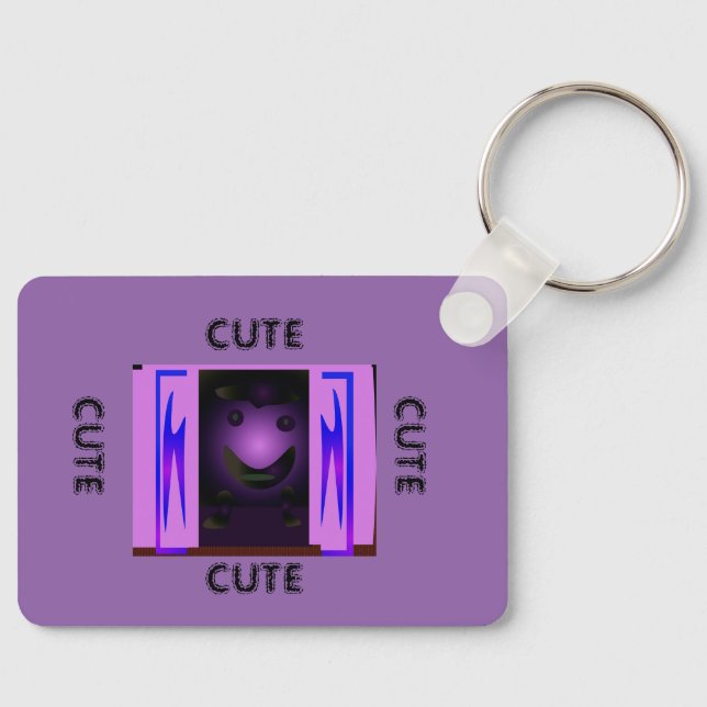 CUTE_LOGO_PINK_BLACK_Aluminum Keychain (Front)