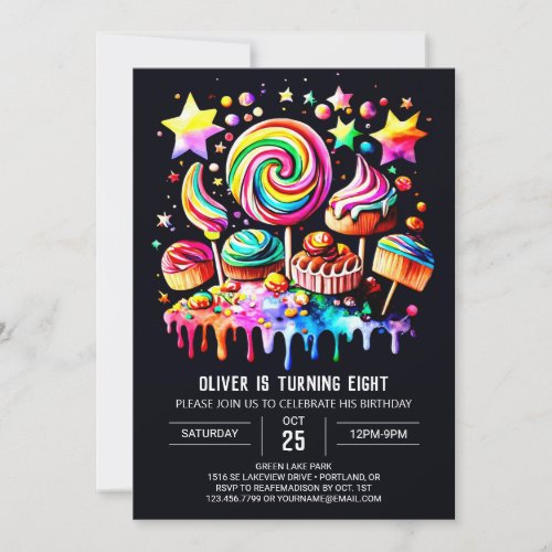 Cute Lollipop Wonderland Birthday Invitation