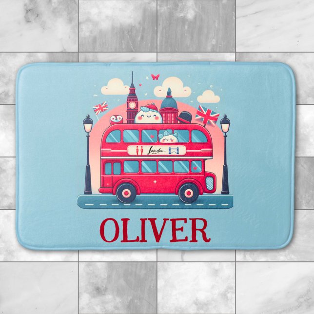 Cute London Double Deck Bus  Bath Mat (Creator Uploaded)