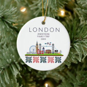 Cute London Floral City Ceramic Ornament