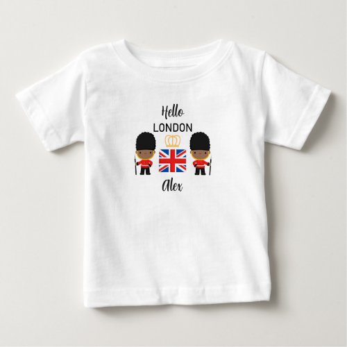 Cute London Guards Dark Skin Boy Name Britain Baby T_Shirt