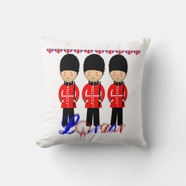 Cute London Guards Themed Design Throw Pillow (Front)