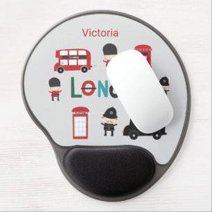 Cute London Theme Double Decker Bus Name Gel Mouse Pad
