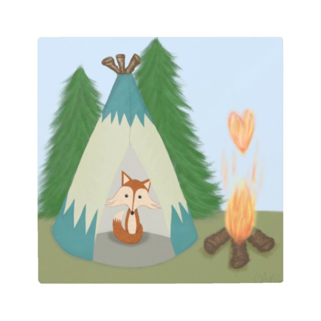 Cute Lone Fox Metal Print (Front)