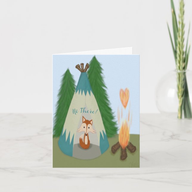 Cute Lone Fox Note Card (Front)