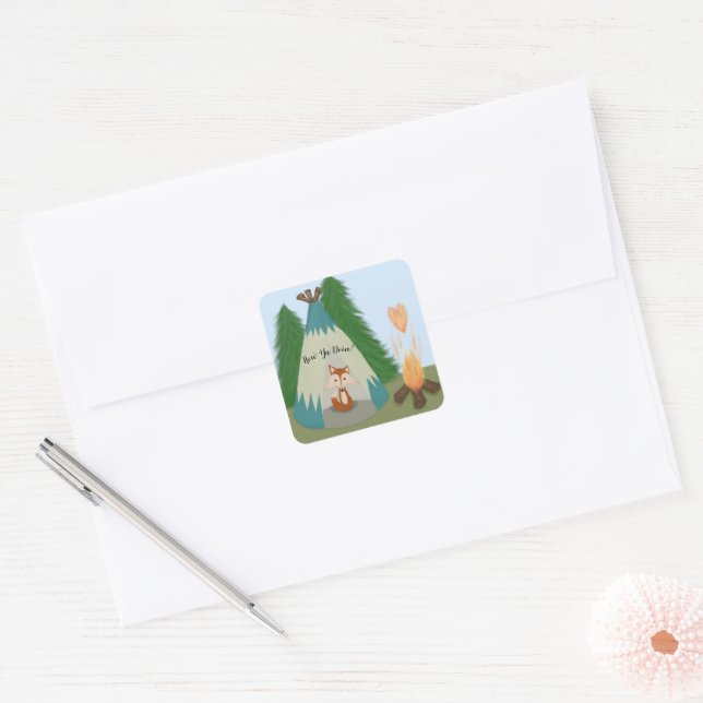 Cute Lone Fox Square Sticker (Envelope)