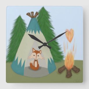 Cute Lone Fox Square Wall Clock