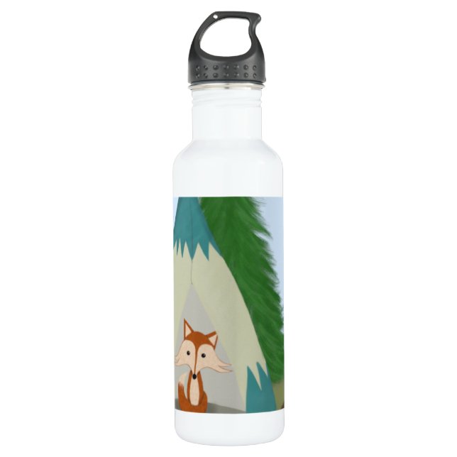 Cute Lone Fox Stainless Steel Water Bottle (Front)