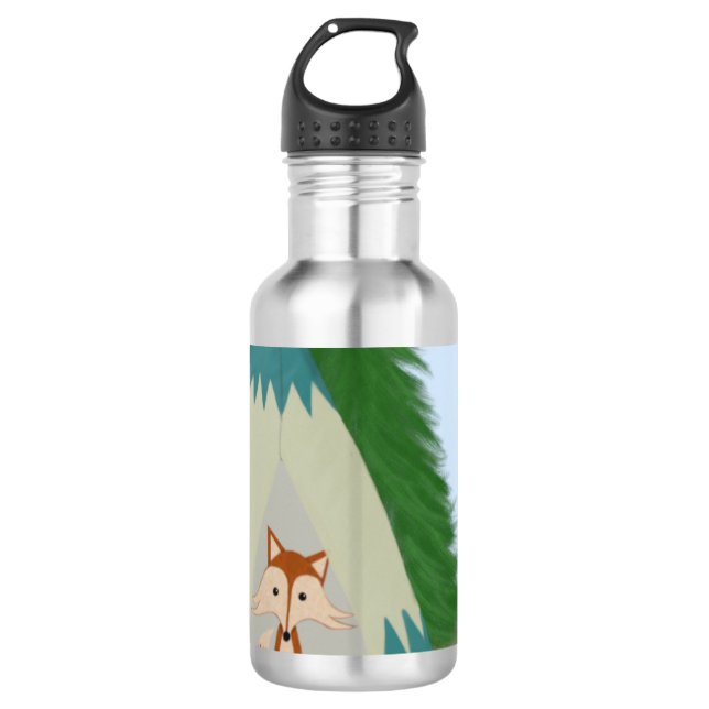 Cute Lone Fox Stainless Steel Water Bottle (Front)