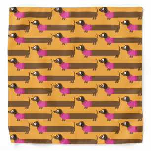 Cute Long Dachshund Illustration Bandana