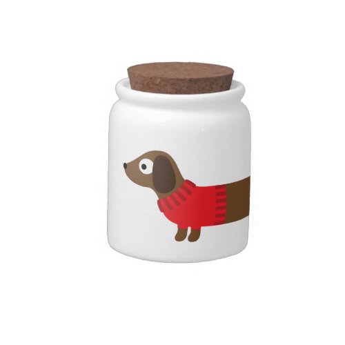 Cute Long Dachshund Illustration Candy Jar