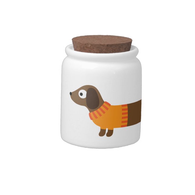 Cute Long Dachshund Illustration Candy Jar (Left)