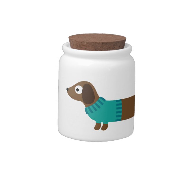 Cute Long Dachshund Illustration Candy Jar (Left)