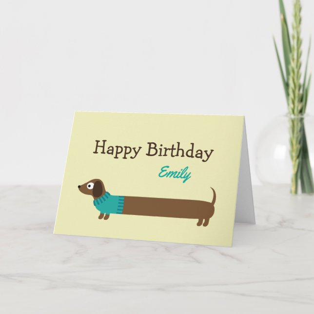 Cute Long Dachshund Illustration Card (Front)
