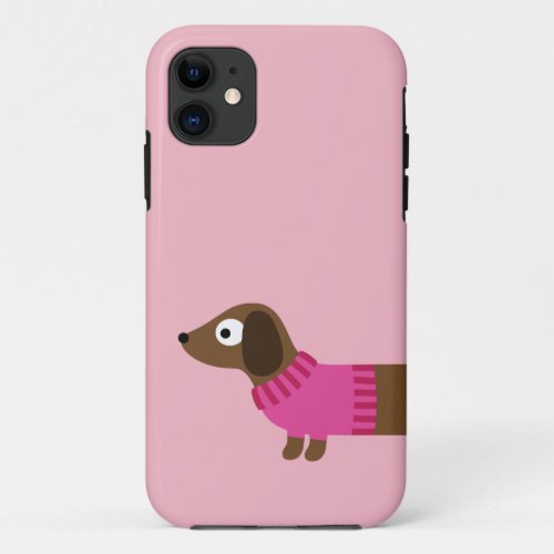 Cute Long Dachshund Illustration iPhone 11 Case