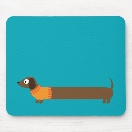 Cute Long Dachshund Illustration Mouse Pad