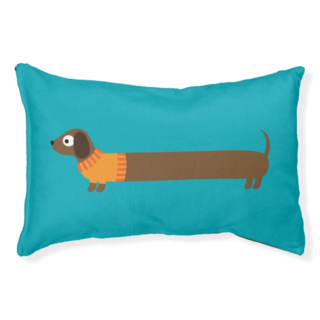 Cute Long Dachshund Illustration Pet Bed (Front)