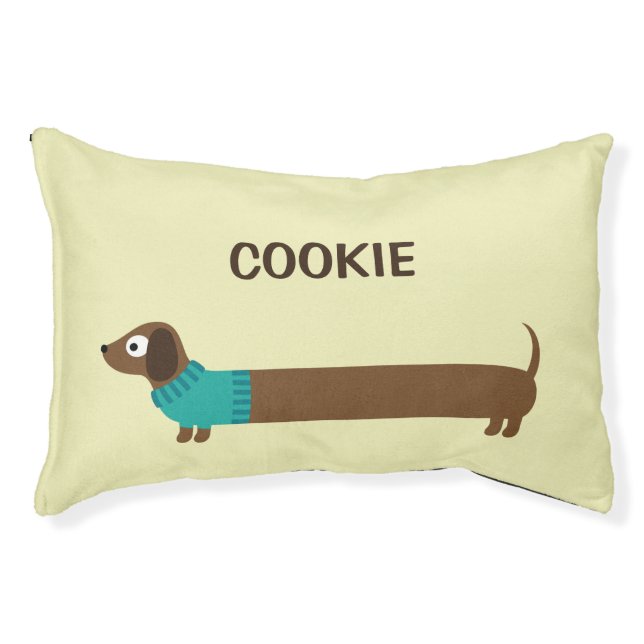 Cute Long Dachshund Illustration Pet Bed (Front)