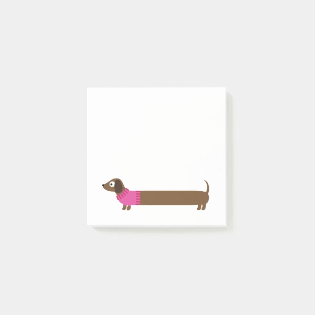 Cute Long Dachshund Illustration Post-it Notes (Front)