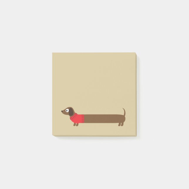 Cute Long Dachshund Illustration Post-it Notes (Front)