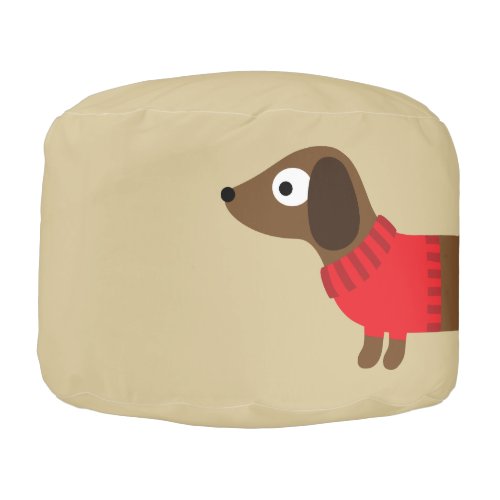 Cute Long Dachshund Illustration Pouf