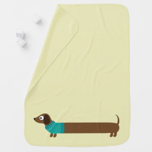 Cute Long Dachshund Illustration Receiving Blanket
