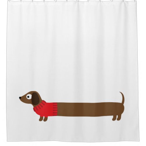 Cute Long Dachshund Illustration Shower Curtain