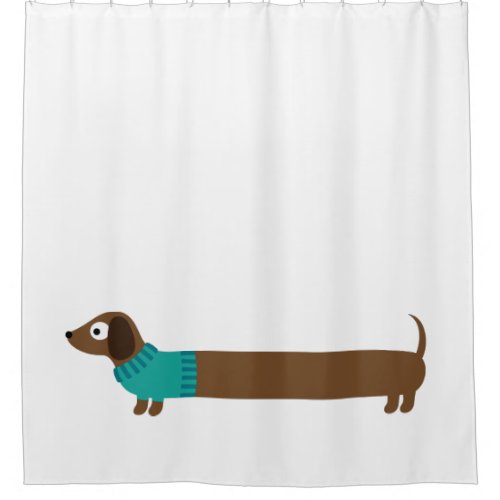 Cute Long Dachshund Illustration Shower Curtain